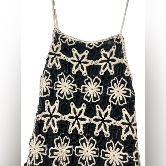 Zara black floral crochet spaghetti strap mini dress Size XS - Picture 4 of 8